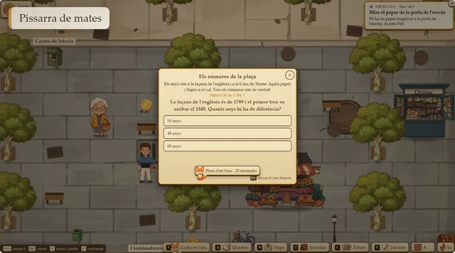 Captura del juego: una pregunta de matemáticas con datos de la ciudad