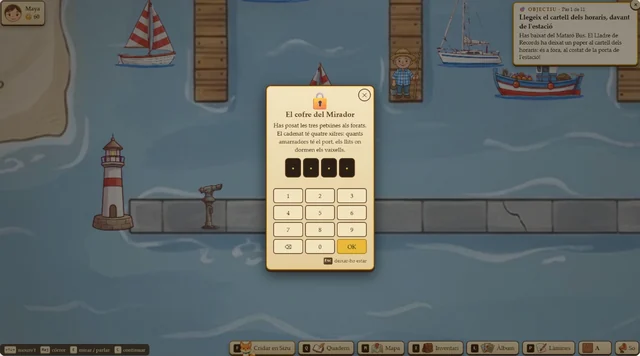 Captura del juego: el candado del cofre del Mirador, en el puerto